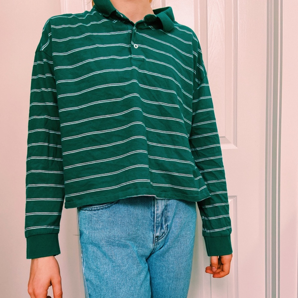 LONG SLEEVED CROPPED POLO SHIRT - Picture 2 of 3